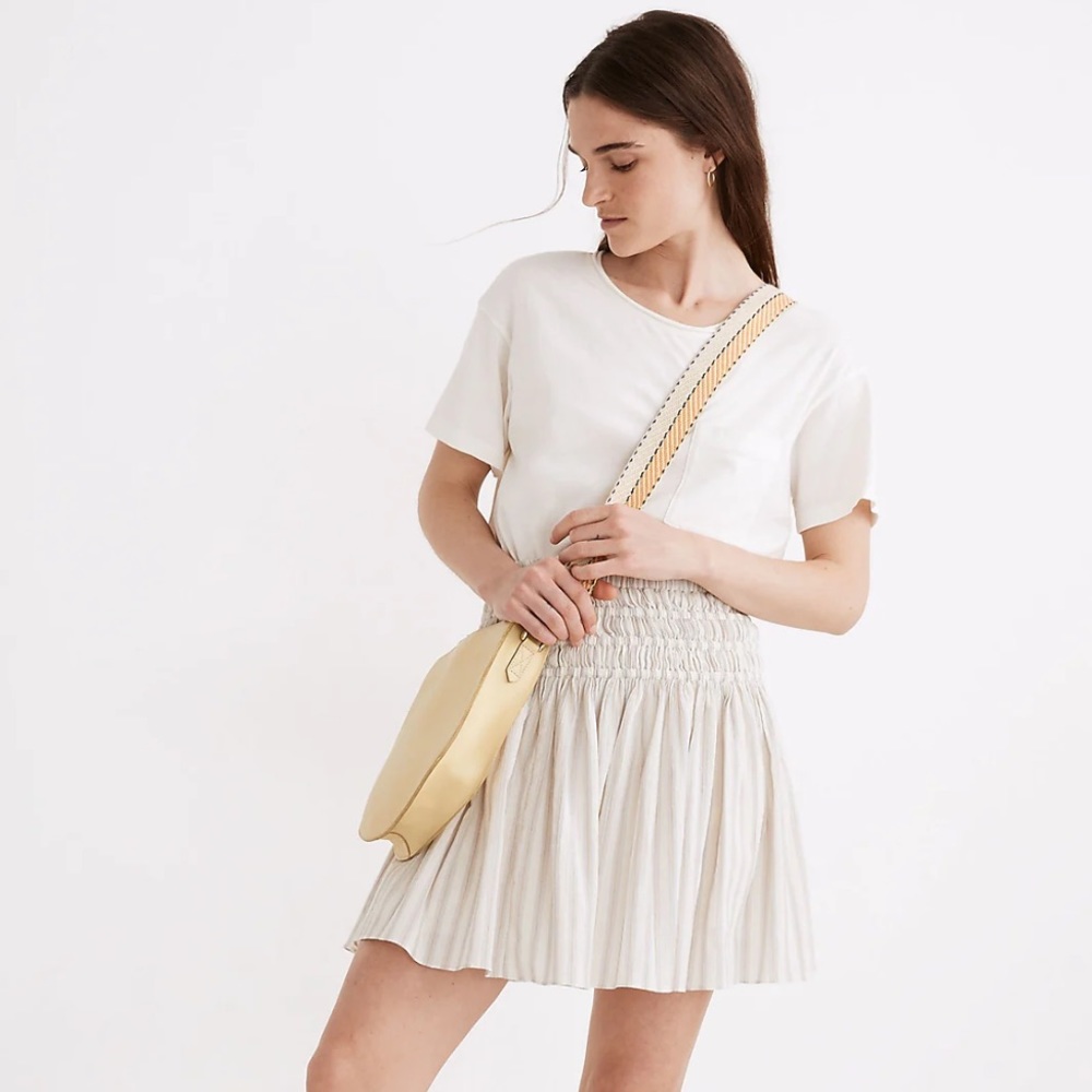 Madewell Smocked Pull-On Mini Skirt in Stripe